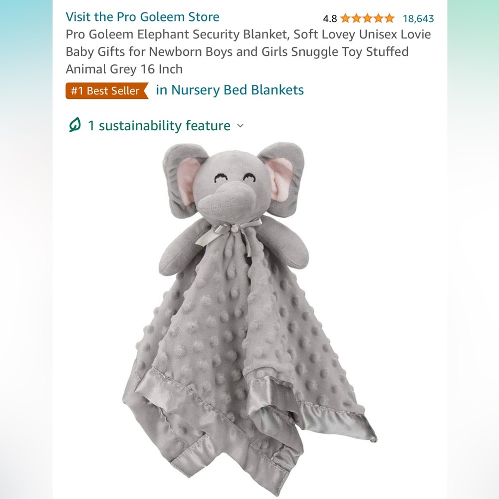 NEW IN BOX- Pro Goleem Elephant Blanket, Soft Snuggle Toy Stuffed Animal- Grey